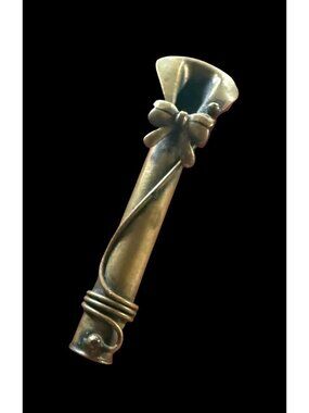 Vintage Brass Modernist Bud Vase Brooch Mid Century Pin